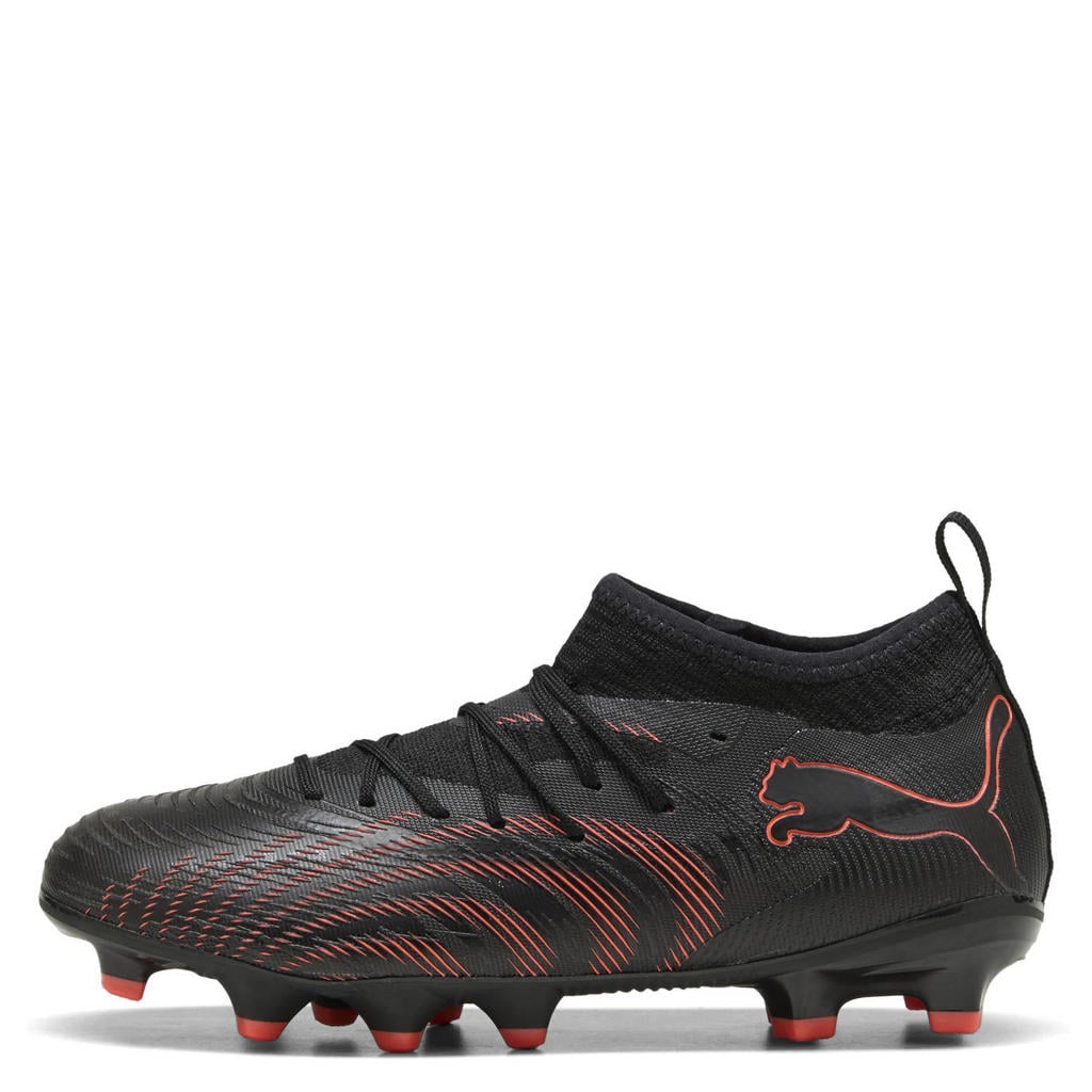 Zwart en oranje jongens en meisjes Puma Future 9 Match junior voetbalschoenen van imitatieleer/voering: mesh/voetbed: eva