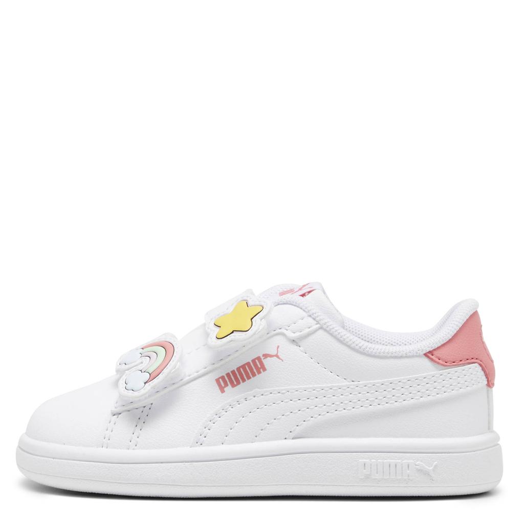 Wit en roze jongens en meisjes Puma Smash 3.0 Badges sneakers van imitatieleer/voering: mesh/voetbed: eva met veters