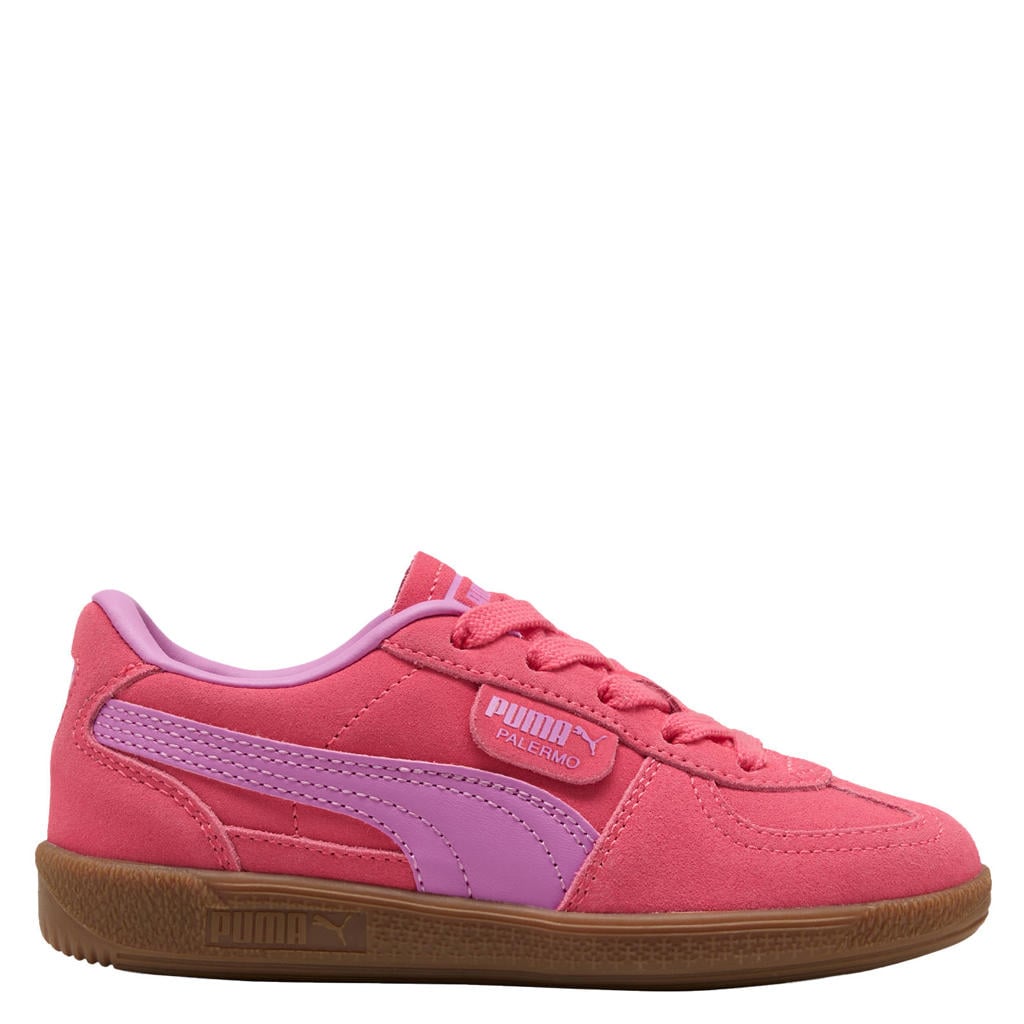 Roze jongens en meisjes Puma Palermo leren sneakers lichtpaars van suede/voering: mesh/voetbed: eva met veters