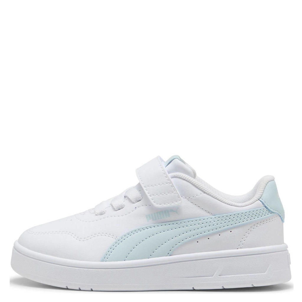Wit en lichtblauwe jongens en meisjes Puma Court Lally sneakers van imitatieleer/voering: mesh/voetbed: eva met veters