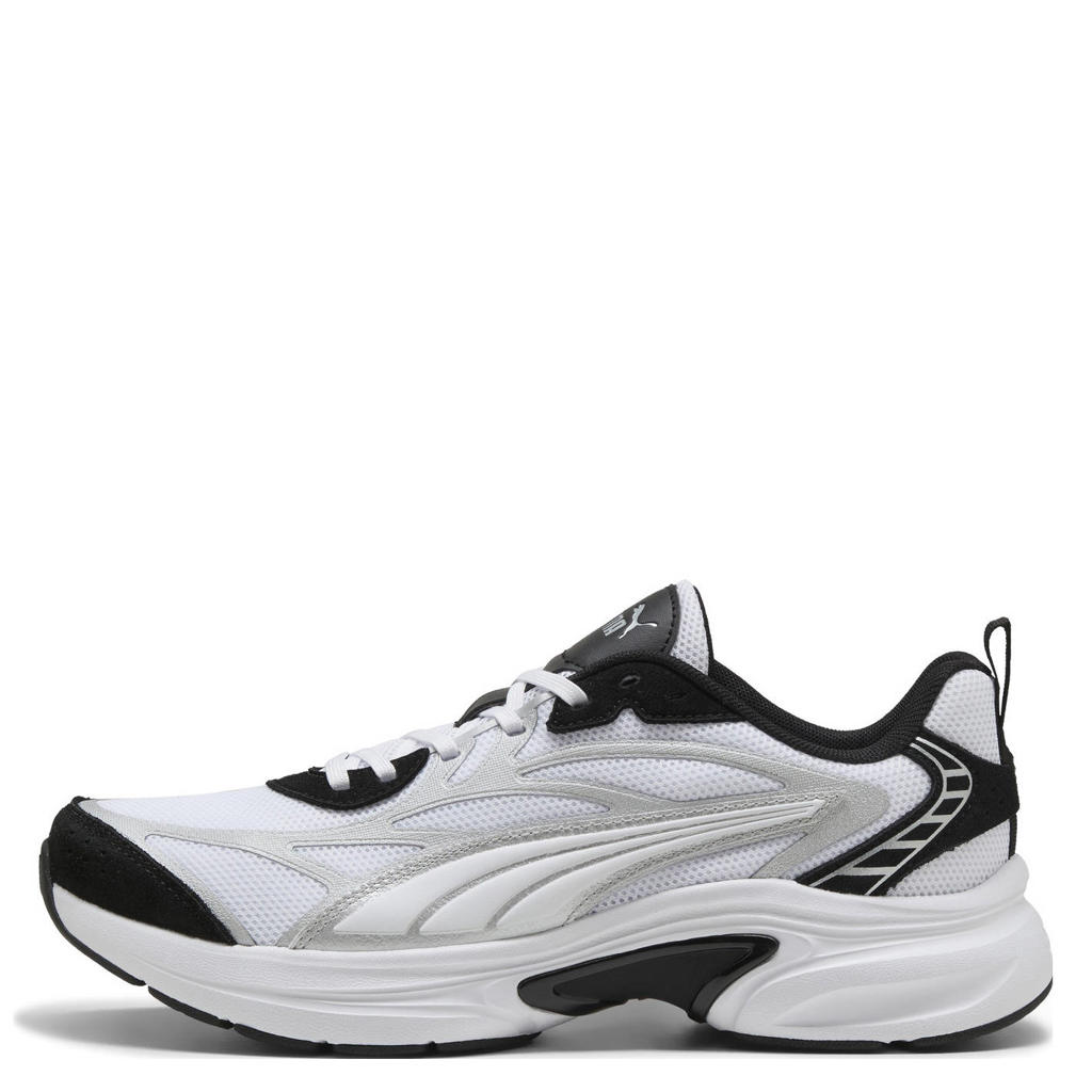 Wit, zilver en zwarte unisex Puma Softride Escalate mesh sneakers van mesh-pu/voering: mesh/voetbed: eva met veters