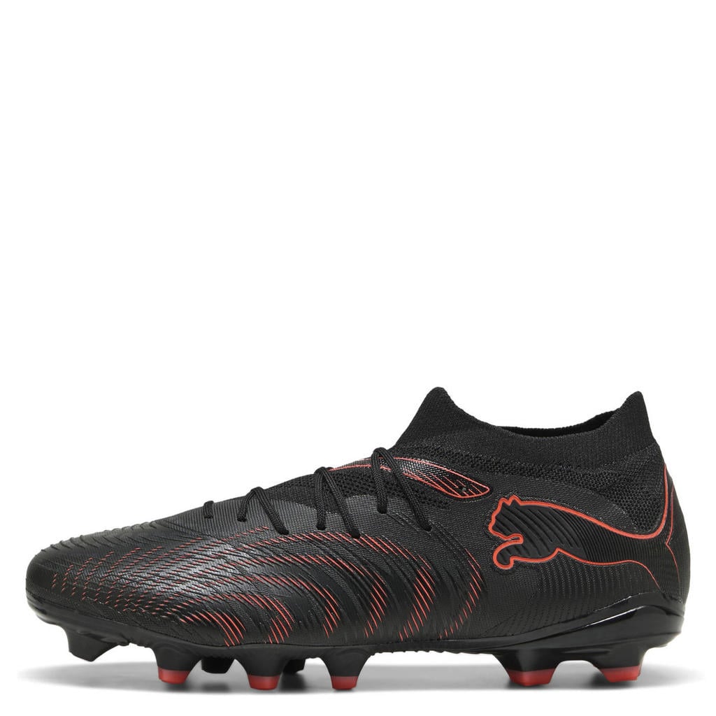 Zwart en oranje unisex Puma Future 9 Match senior voetbalschoenen van imitatieleer/voering: mesh/voetbed: eva