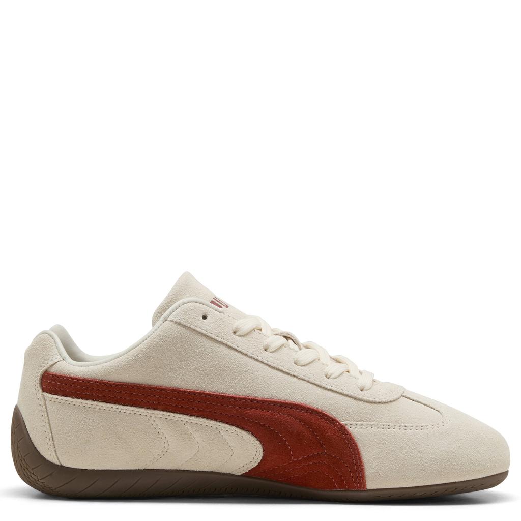 Ecru en donkerrode unisex Puma Speedcat OG sneakers van suède/voering: mesh/voetbed: eva met veters