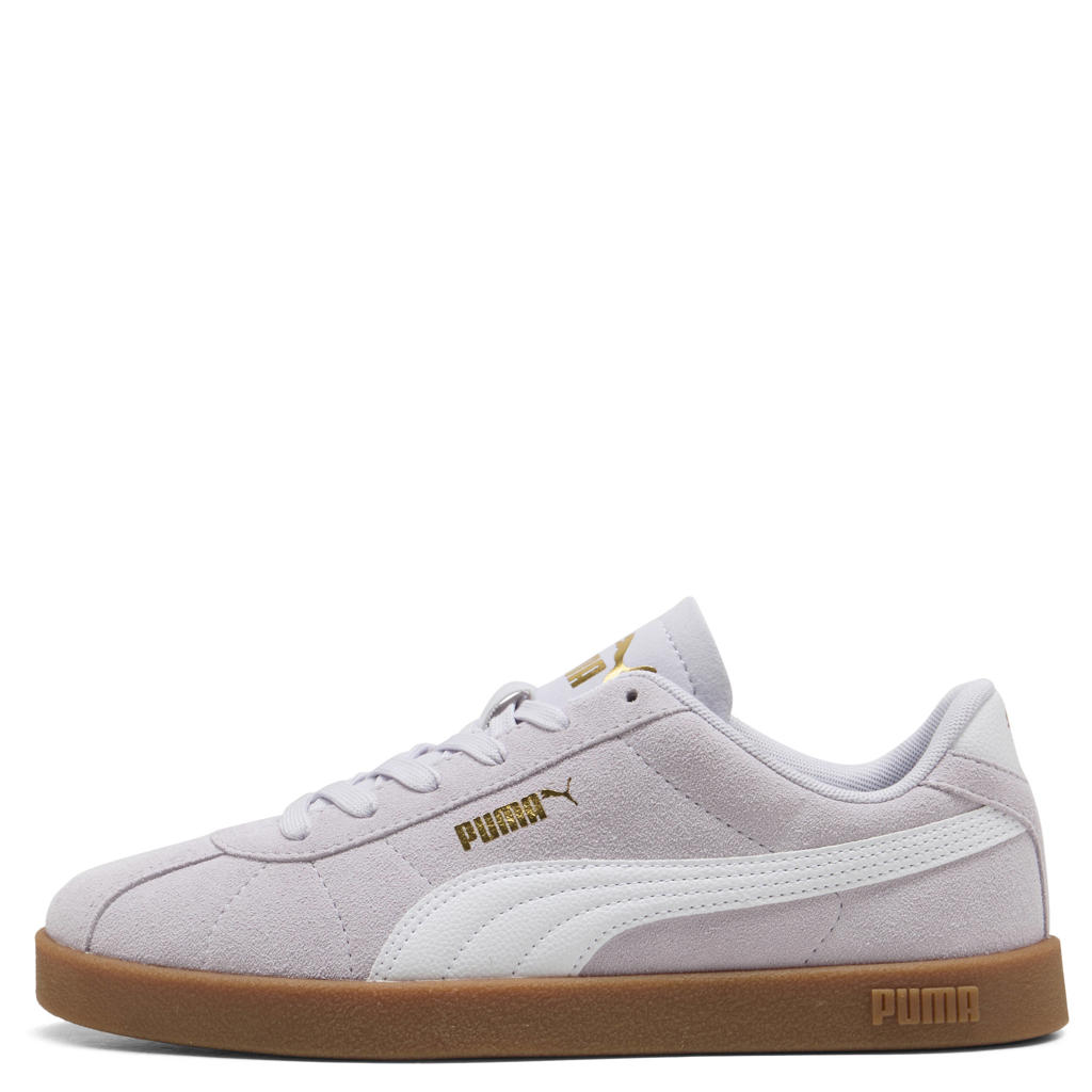 Lila en witte unisex Puma Club II suede sneakers met veters