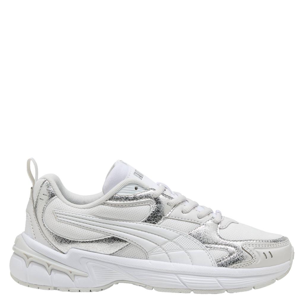 Wit en zilverkleurige dames Puma Milenio Tech 2000 mesh sneakers van mesh-pu/voering: mesh/voetbed: eva met veters
