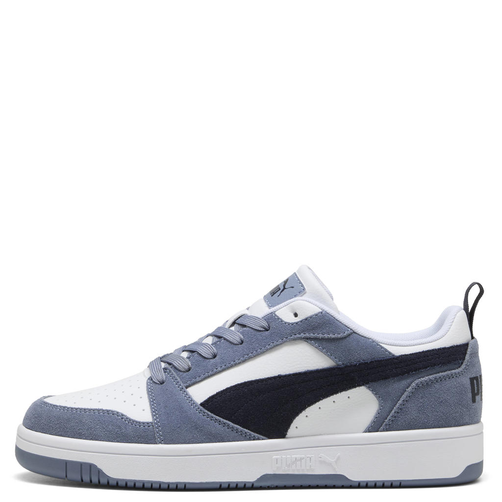 Grijs en witte unisex Puma Rebound V6 suede sneakers blauw met veters