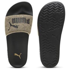 Leadcat 2.0 leren slippers met stippen beige/zwart