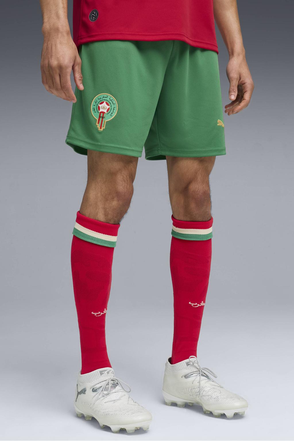 Groene heren Puma Senior Marokko voetbalshort thuis van polyester met regular waist en elastische tailleband met koord