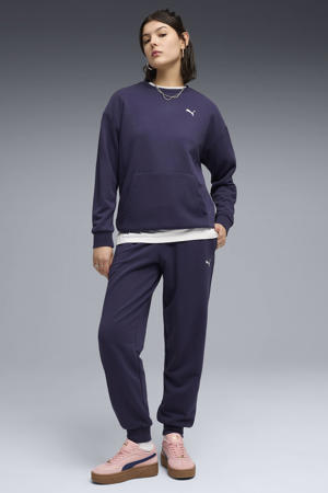 VUTRU Tweedelig trainingspak voor dames, elegant katoen, ronde hals, joggingpak, lange mouwen, T-shirts en brede broek met zakken, sportpak voor dames, bruin, L