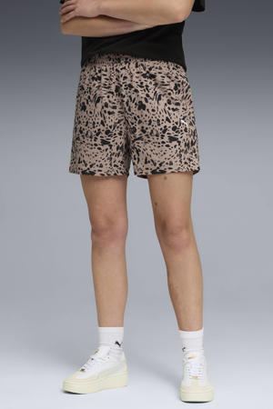 short dierenprint beige