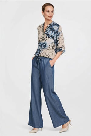 gebloemde blousetop blauw