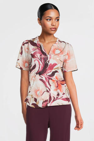 gebloemde top roze