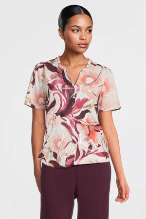 gebloemde top roze