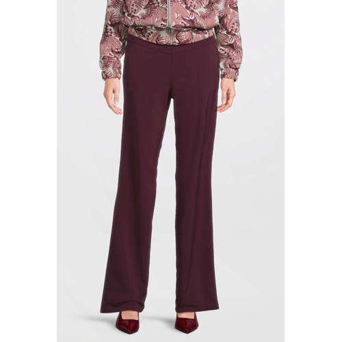 Dreamstar travelstof straight high waist casual broek donkerrood afbeelding