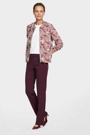 travelstof straight high waist casual broek donkerrood