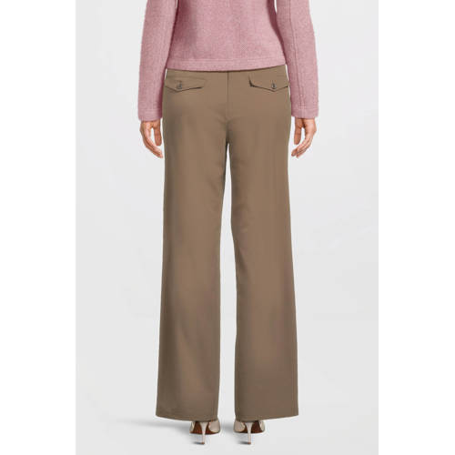 Dreamstar travelstof straight high waist casual broek bruin afbeelding