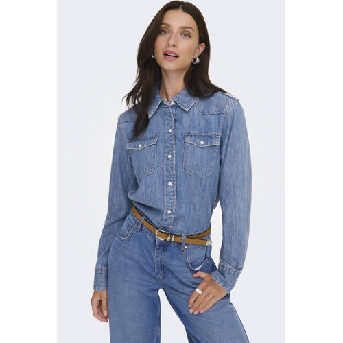 ONLY denim blouse medium blue denim afbeelding