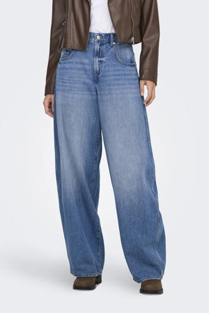 high waist barrel jeans medium blue denim