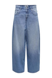 thumbnail: ONLY high waist barrel jeans medium blue denim