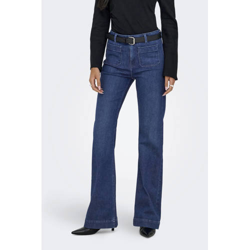 ONLY high waist flared jeans dark blue denim afbeelding