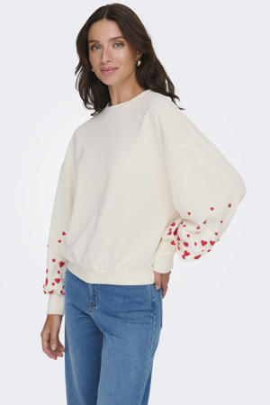 sweater  met hartjes ecru