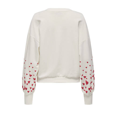 ONLY sweater met hartjes ecru afbeelding