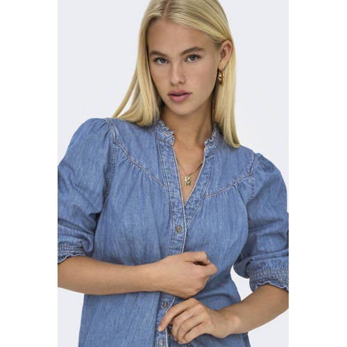 ONLY blouse medium blue denim afbeelding