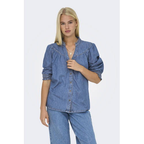 ONLY blouse medium blue denim afbeelding