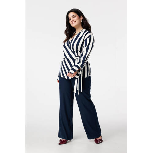 MS Mode gestreepte blouse donkerblauw afbeelding