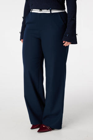 regular waist flared broek donkerblauw