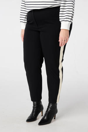 slim regular waist gestreepte casual broek zwart
