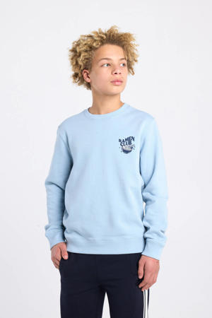 sweater met backprint lichtblauw