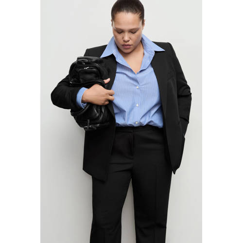Mango Straight regular waist pantalon zwart afbeelding