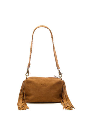 suede schoudertas Stormy Fringes cognac
