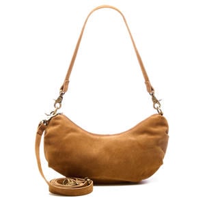 suede schoudertas Bobby Banana cognac