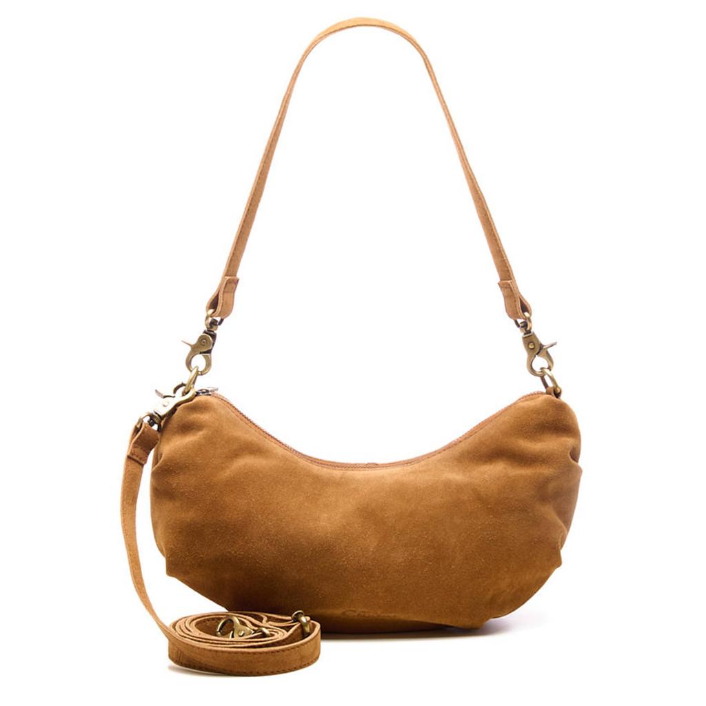 Chabo Bags suede schoudertas Bobby Banana cognac