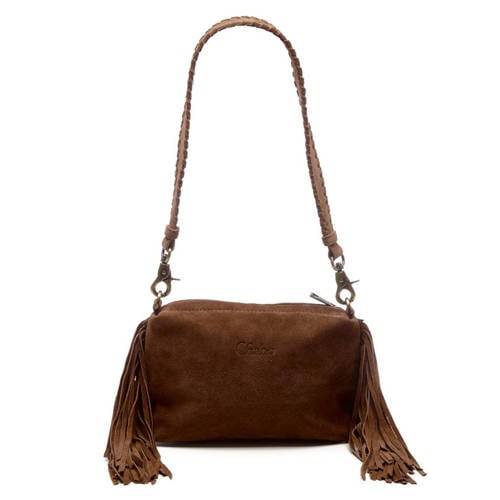 Chabo Bags suede schoudertas Stormy Fringes donkerbruin afbeelding