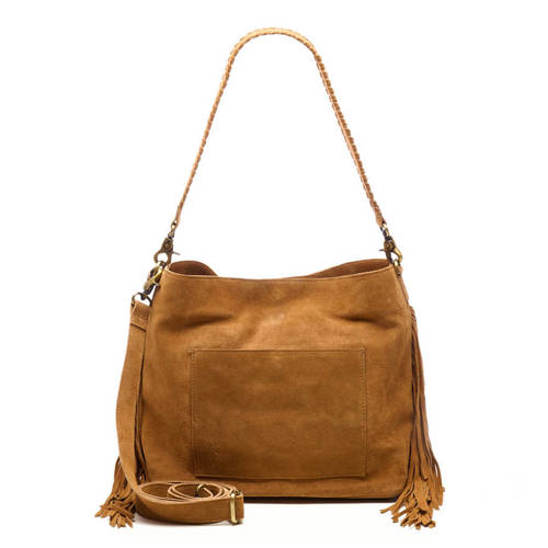 Chabo Bags suede schoudertas Stormy Fringes cognac afbeelding