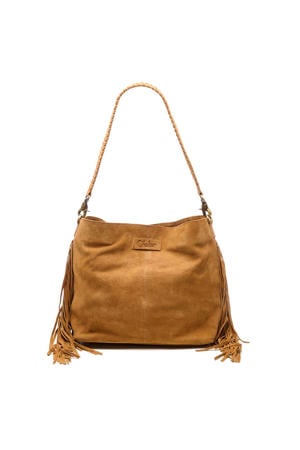 suede schoudertas Stormy Fringes cognac