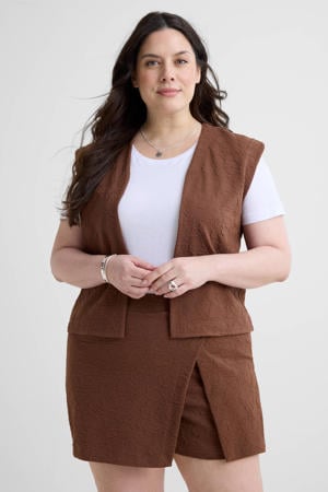 jacquard gilet met bloemenmotief bruin