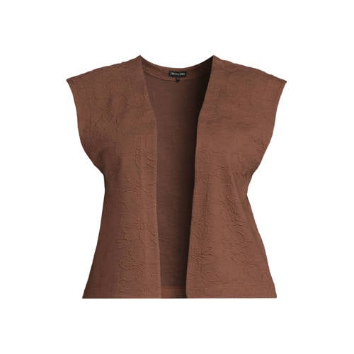 GREAT LOOKS jacquard gilet met bloemenmotief bruin afbeelding