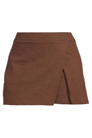 jacquard skort met bloemenmotief bruin