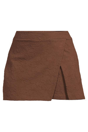 jacquard skort met bloemenmotief bruin