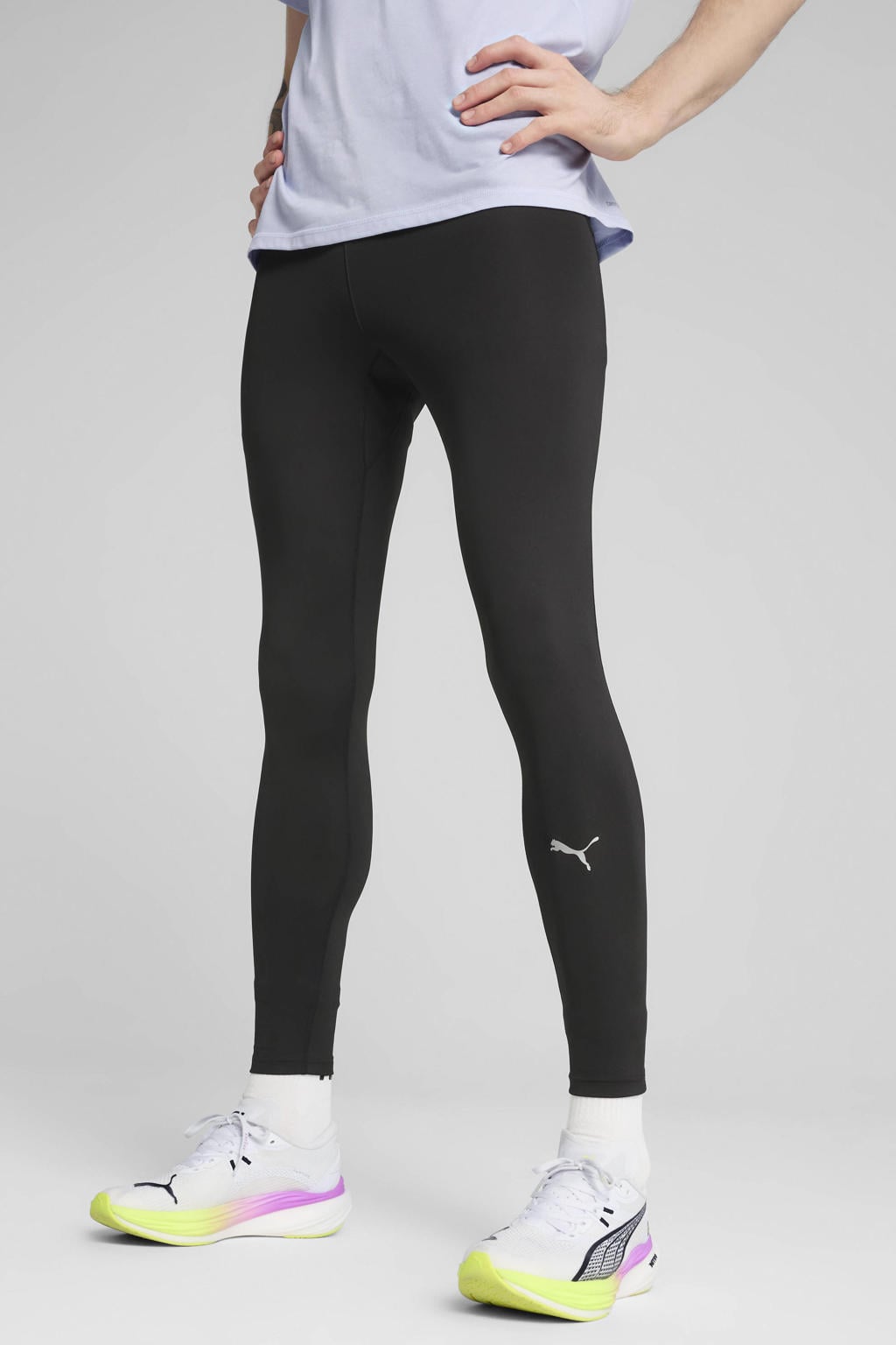 Zwarte heren Puma sportlegging van polyester met regular waist