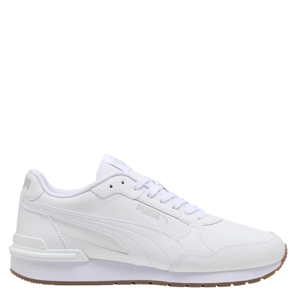 Wit en lichtgrijze unisex Puma ST Runner V4 sneakers van leer/voering: mesh/voetbed: eva met veters