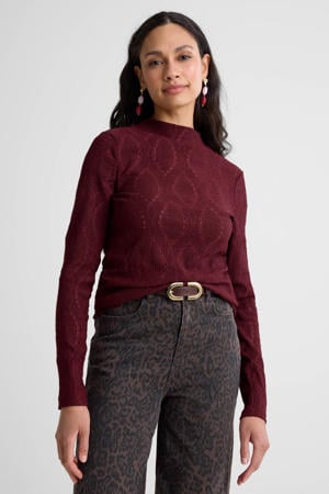 top met broderie bordeauxrood