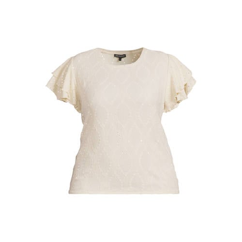 GREAT LOOKS broderie top met ruches off-white afbeelding