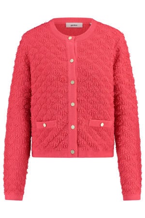 vest koraalrood gebreid