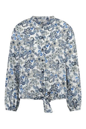 gebloemde blouse blauw