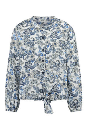 gebloemde blouse blauw
